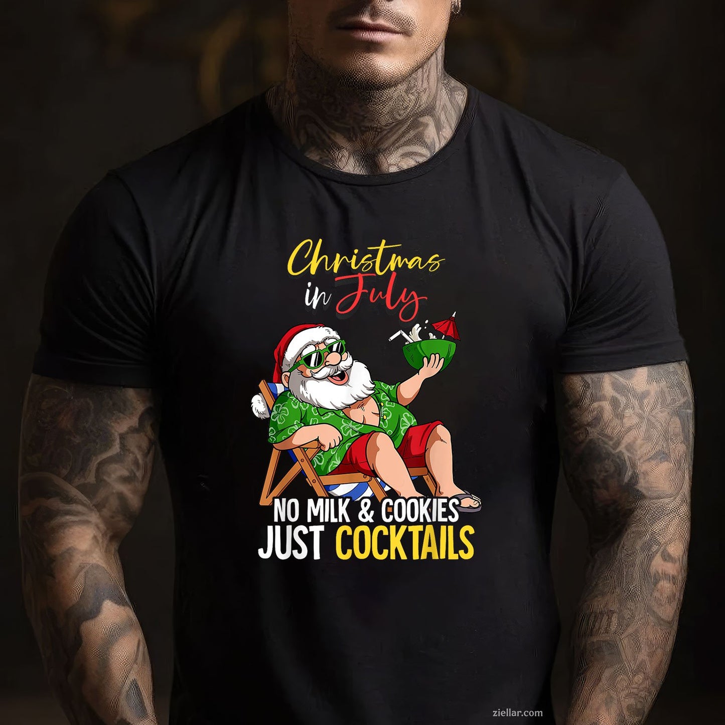 Christmas In July Santa TShirt Funny