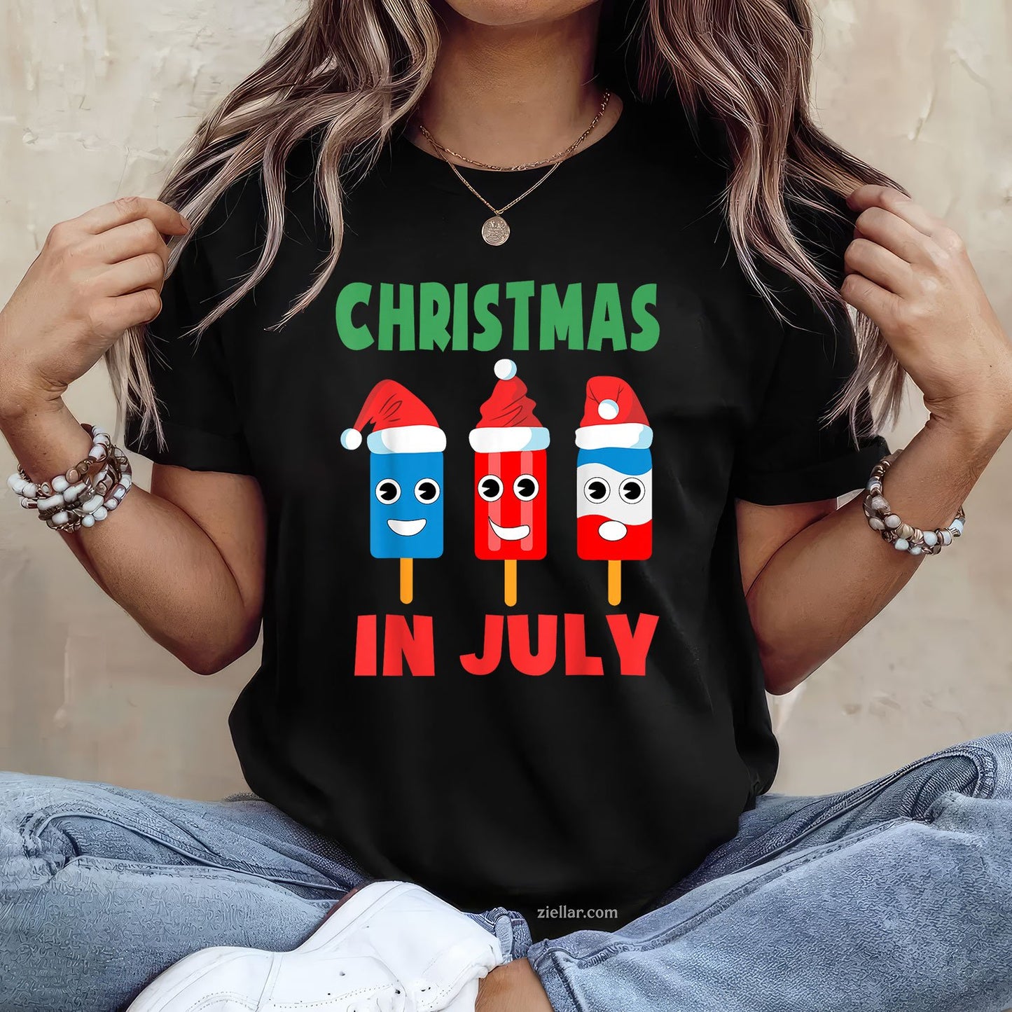 Christmas In July Ice Pops Santa Hat Cute TShirt