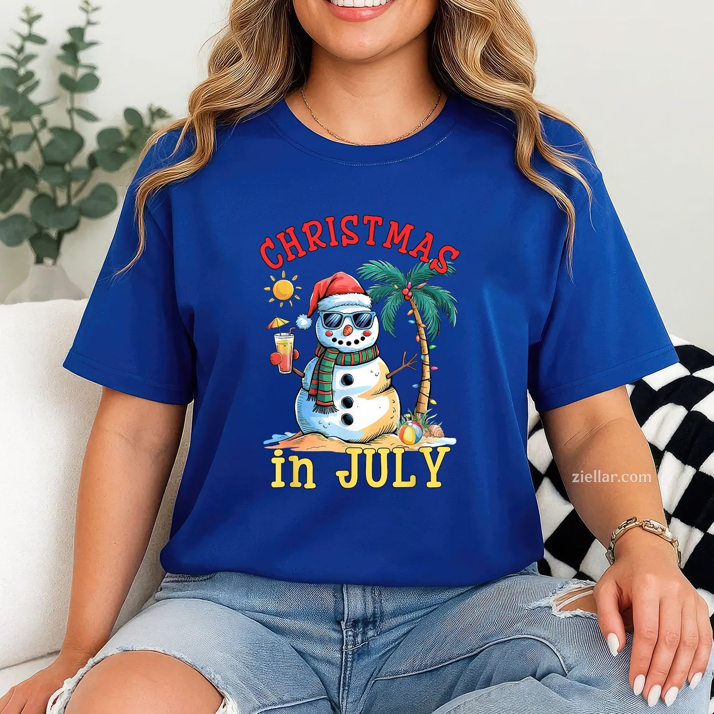 Christmas In July Snowman Summer Beach Vacation Xmas TShirt