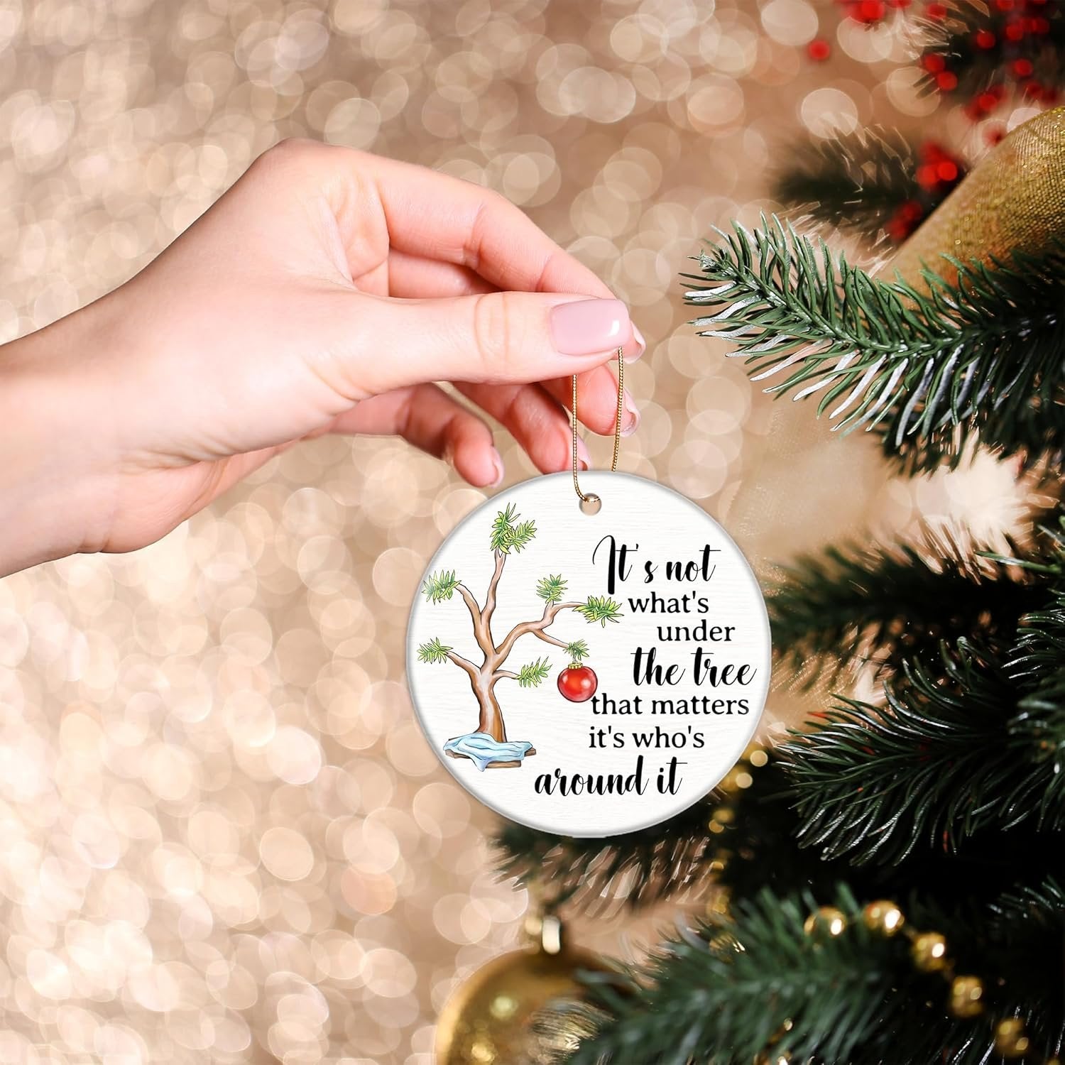 Christmas Ornaments 2025, Ceramic Tree Decorations for Women, Men, Friends, Coworkers, Thoughtful Xmas Gifts for Family