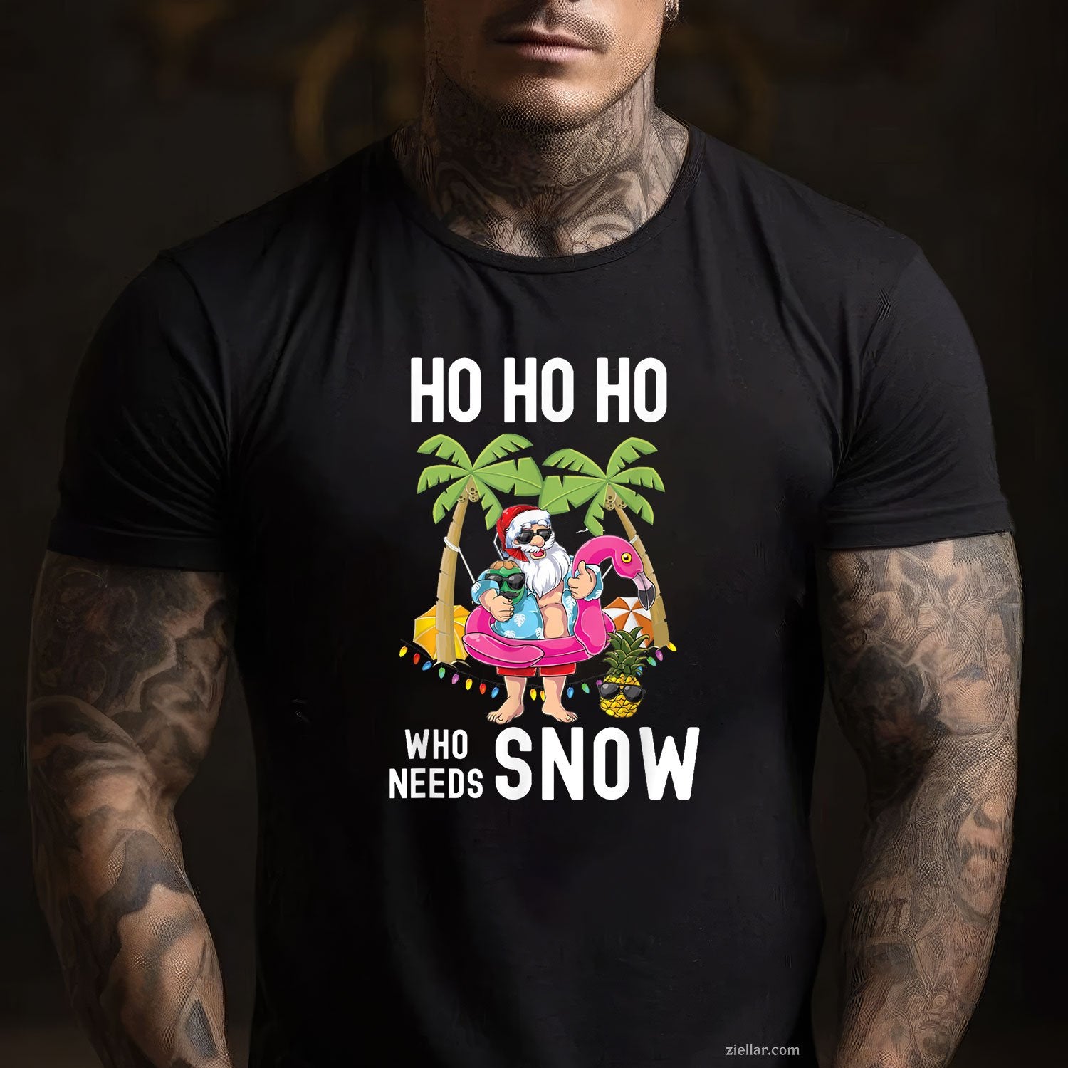 Christmas Palm Tree Santa Surfing Summer Beach