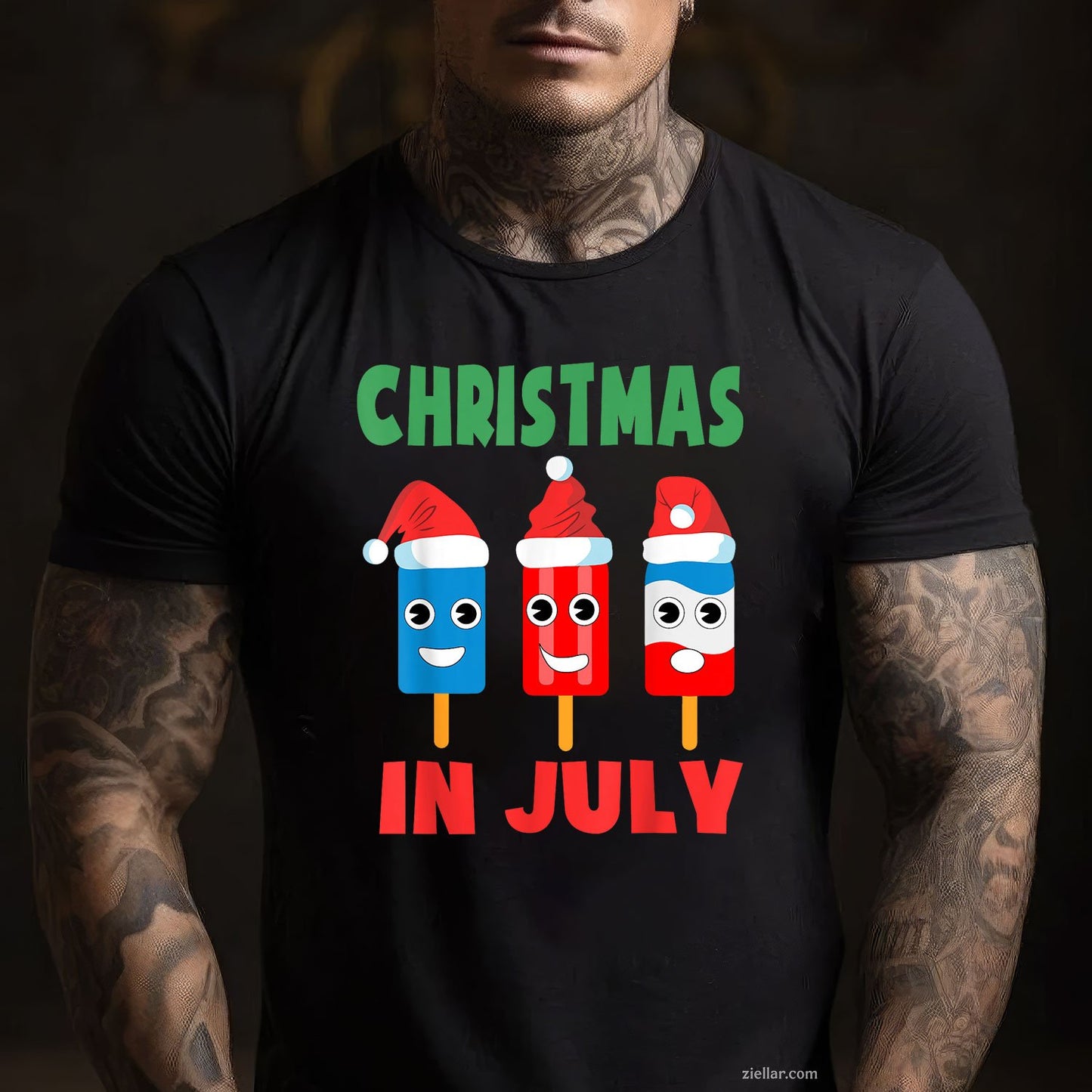 Christmas In July Ice Pops Santa Hat Cute TShirt