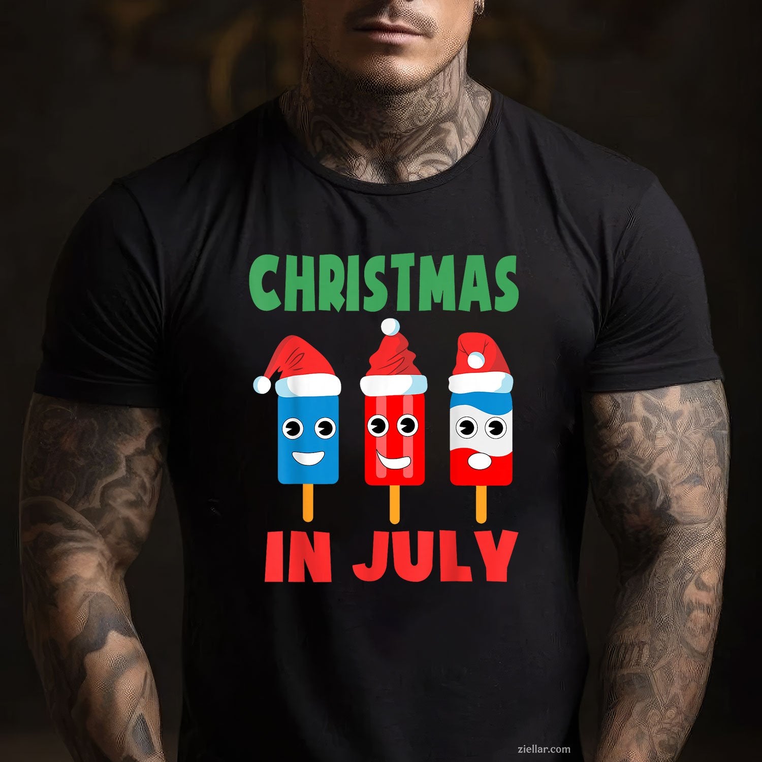 Christmas In July Ice Pops Santa Hat Cute TShirt