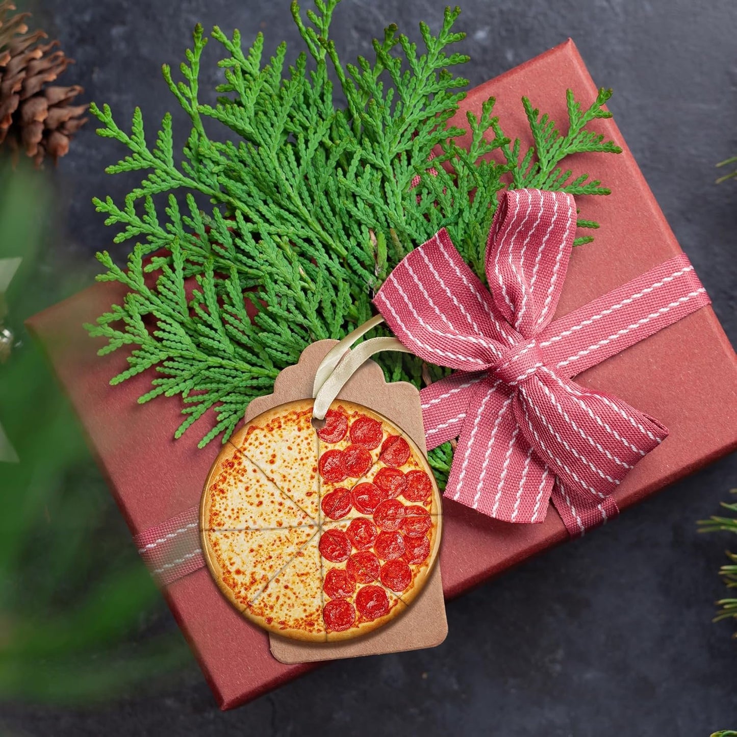 Christmas Ornaments 2025, Funny Acrylic Pizza Slice Tree Decorations, Unique Food Theme Holiday Hanging Decor for Xmas