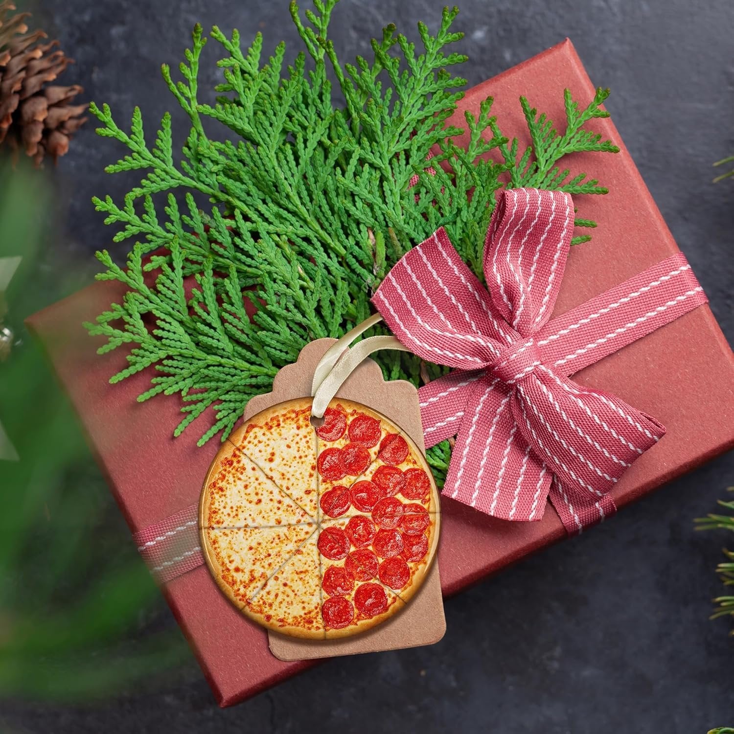 Christmas Ornaments 2025, Funny Acrylic Pizza Slice Tree Decorations, Unique Food Theme Holiday Hanging Decor for Xmas