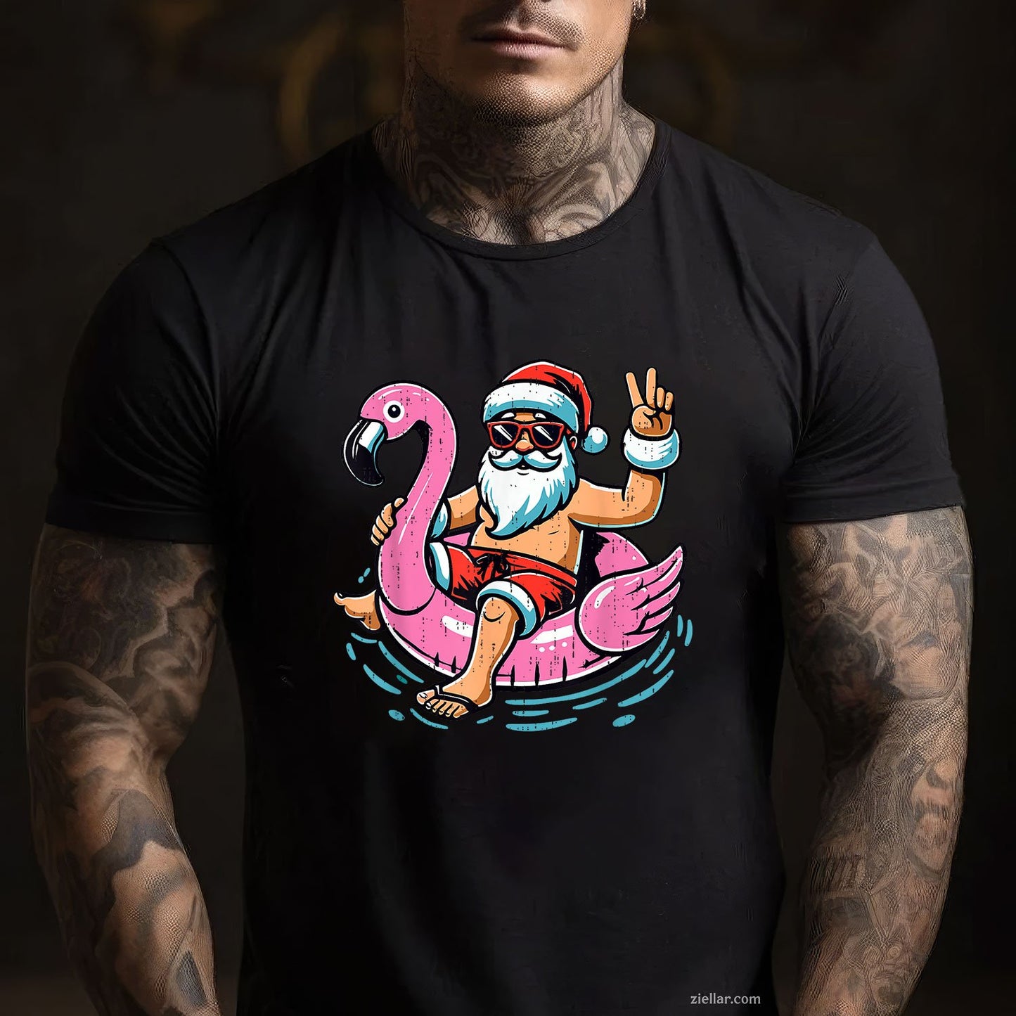 Christmas In July Shirt Santa Flamingo Summer Xmas TShirt