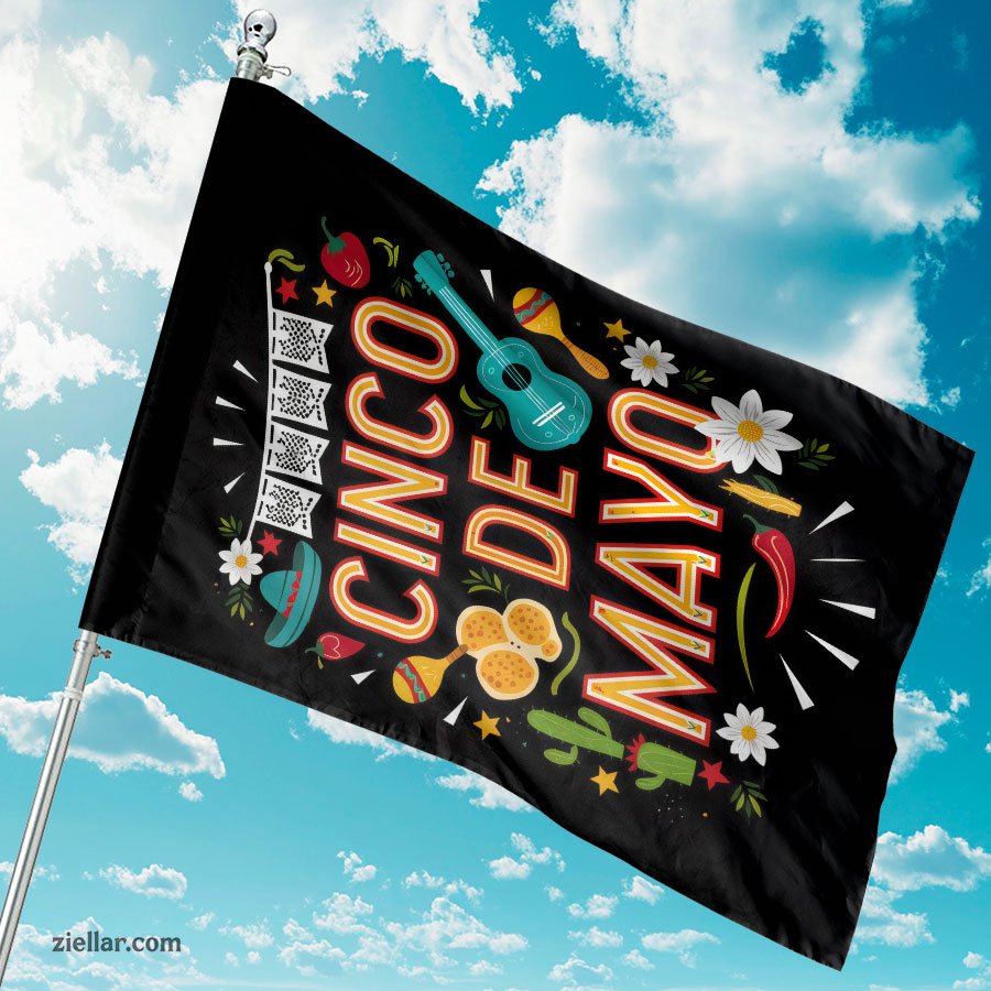 Cinco de Mayo Celebration with Guitar Maracas and Sombrero Festive Party Decor