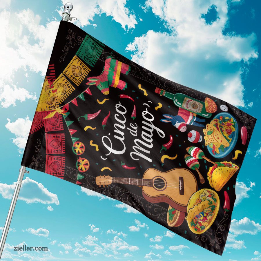 Cinco de Mayo Cactus Food Yard Flag 12x18 Colorful Mexican Party Outdoor Banner