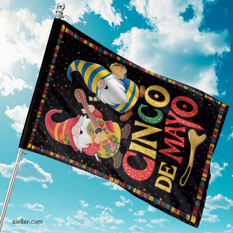 Cinco de Mayo Gnome Garden Flag 12x18 Cute Fiesta Sombrero Yard Outdoor Decor