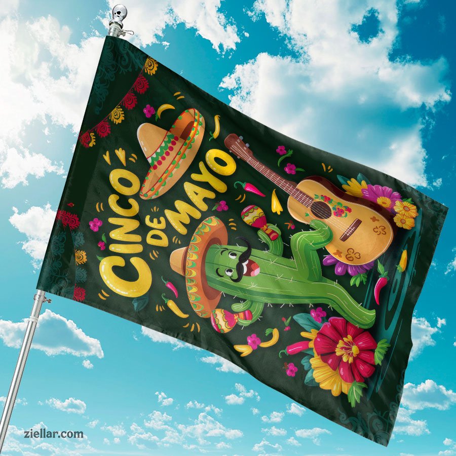Cinco de Mayo Celebration with Cactus and Sombrero Perfect for Fiesta Decor