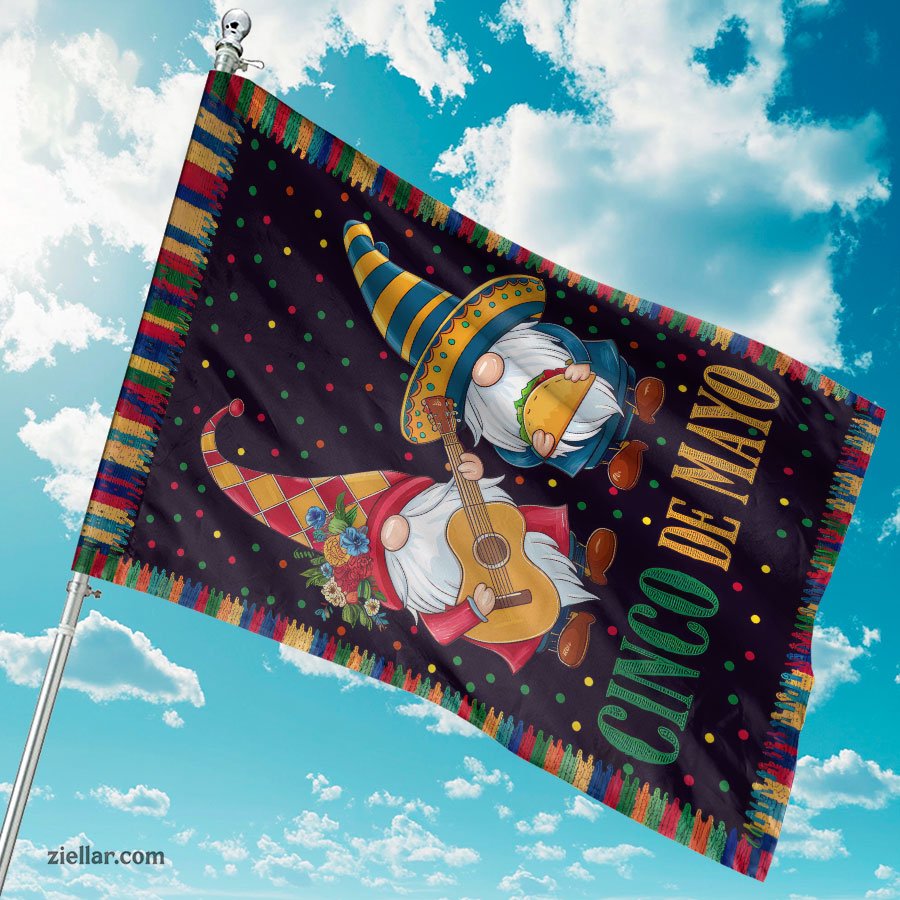 Cinco de Mayo Party Flag 12x18 Adorable Gnome with Sombrero Fiesta Yard Decor