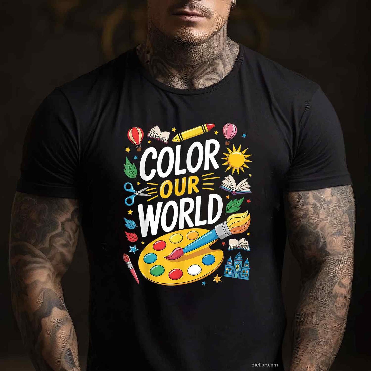 Color Our World Summer Reading 2025 T-Shirt, Art Painting Book Lover Vintage Graphic Tee For Adults