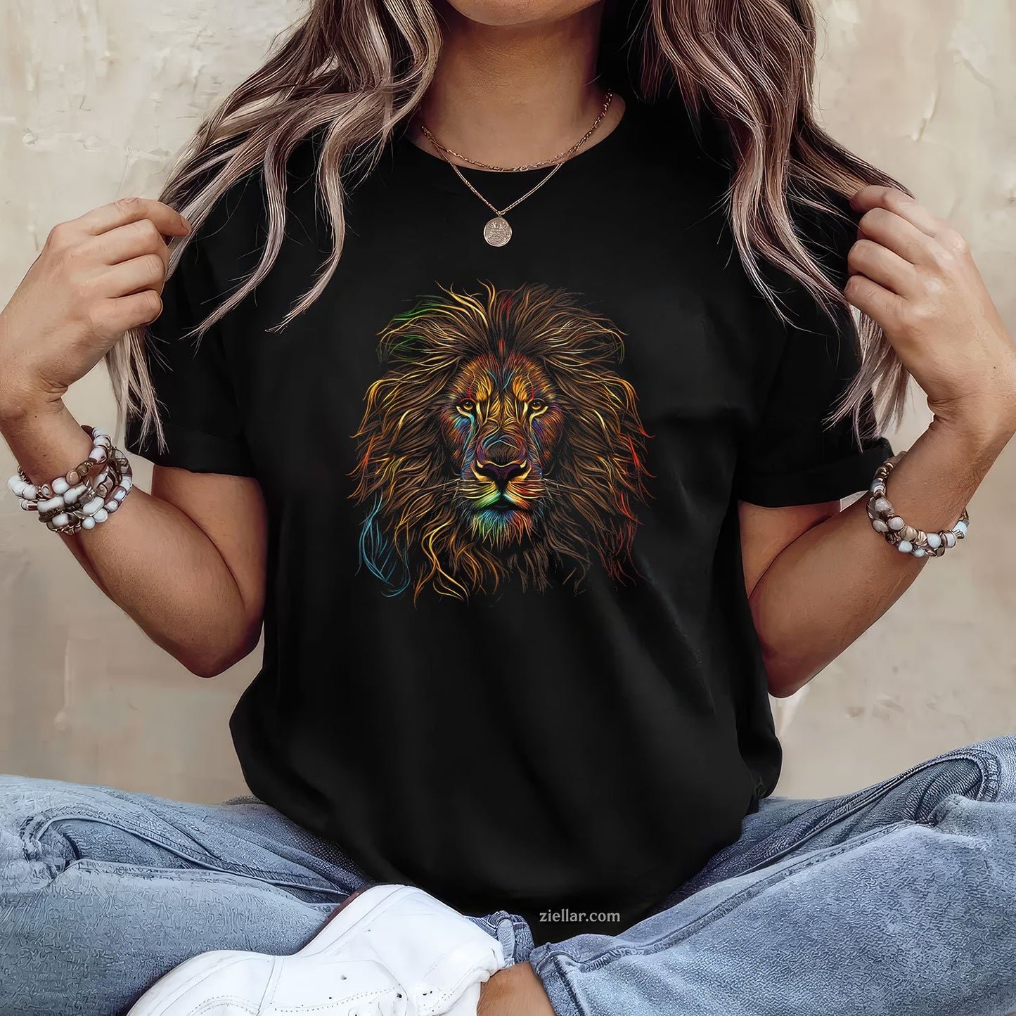 Colorful African Lion Tee and T-Shirt, King of Animals Graphic T-Shirt Gift for Adults
