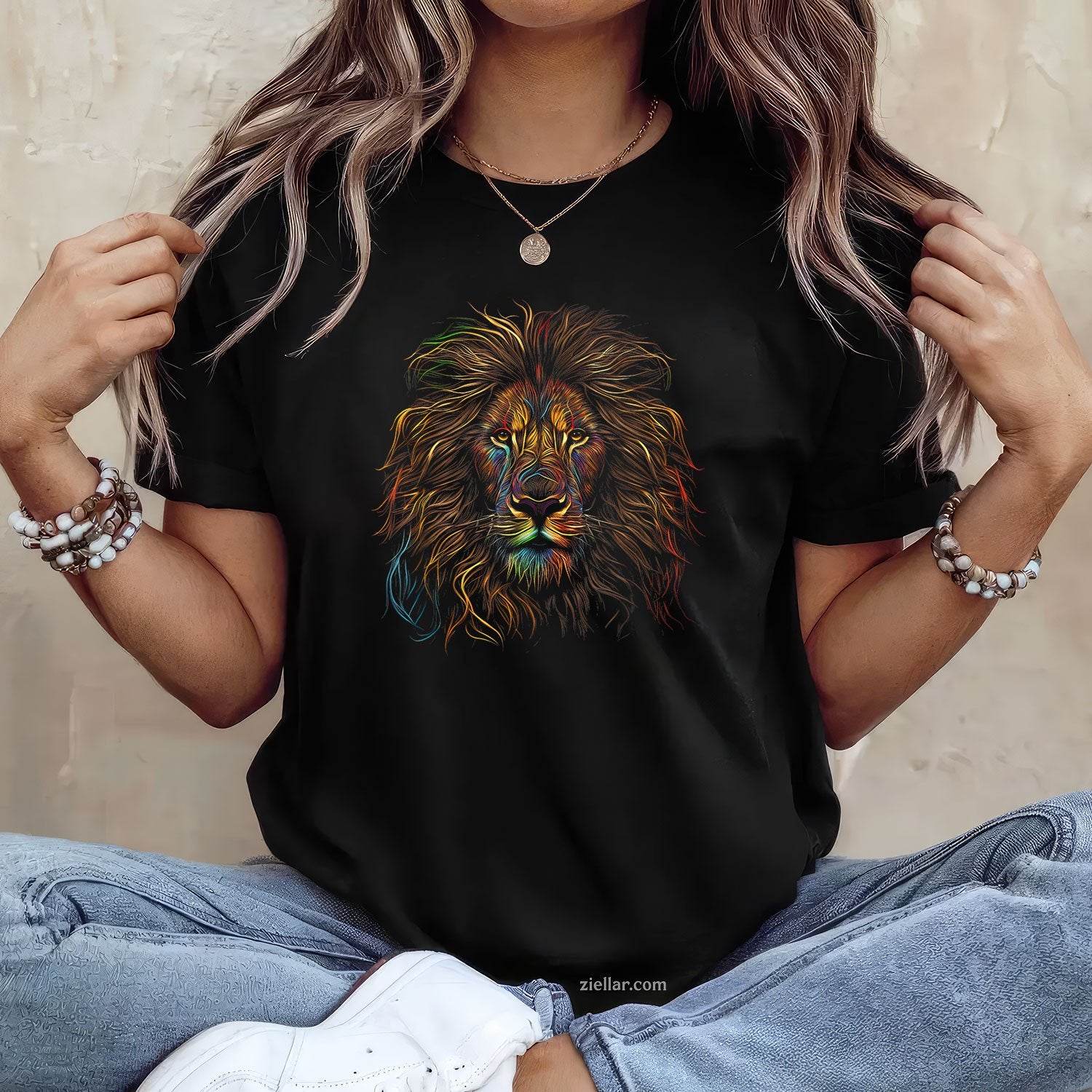 Colorful African Lion Tee and T-Shirt, King of Animals Graphic T-Shirt Gift for Adults