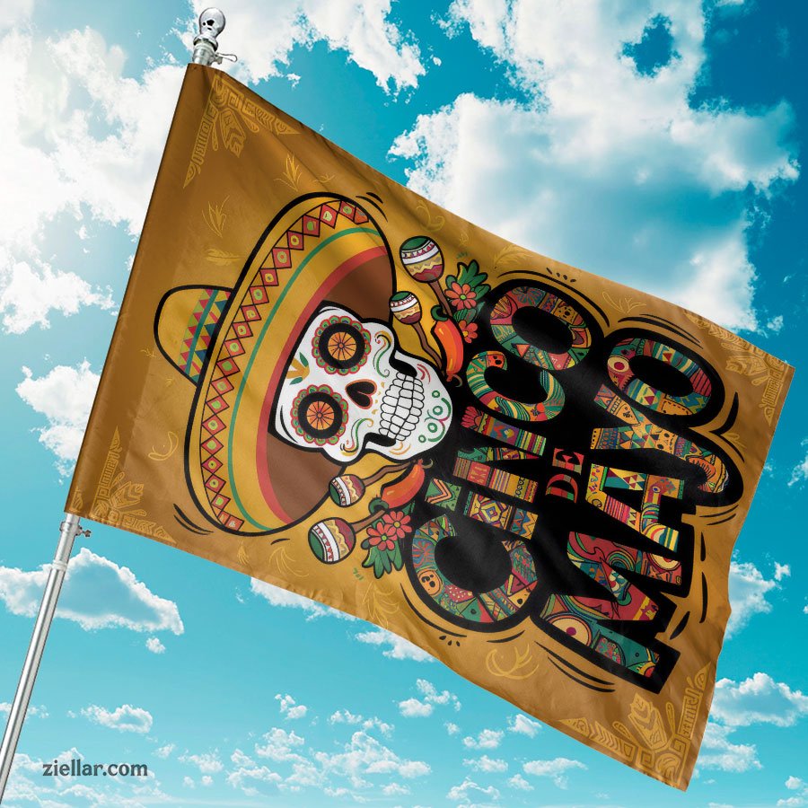 Colorful Cinco de Mayo Sugar Skull Artwork for Fiesta Celebration Decorations
