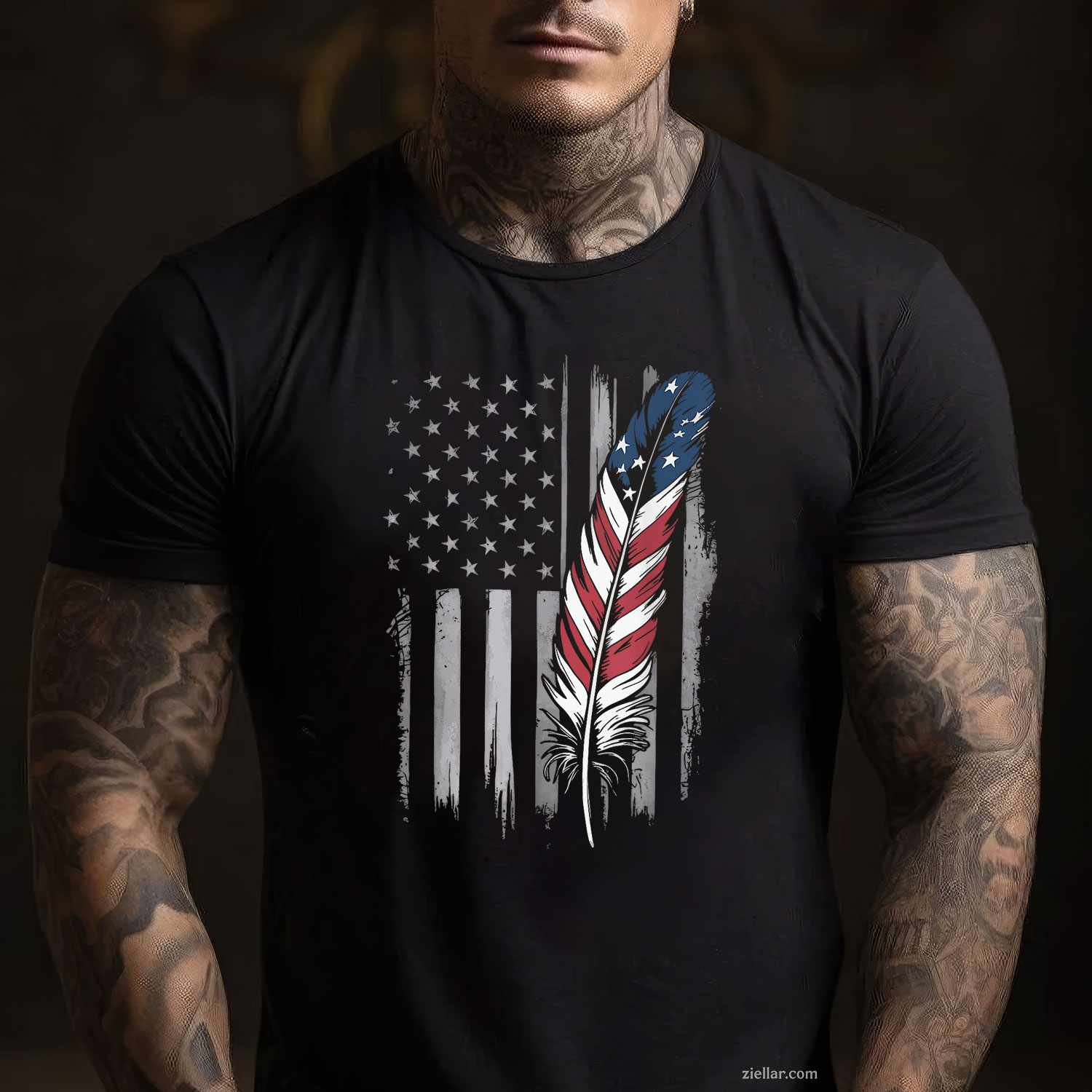 Colorful Feathers American Indian Pride, Native American T-Shirt And Tee For Adults