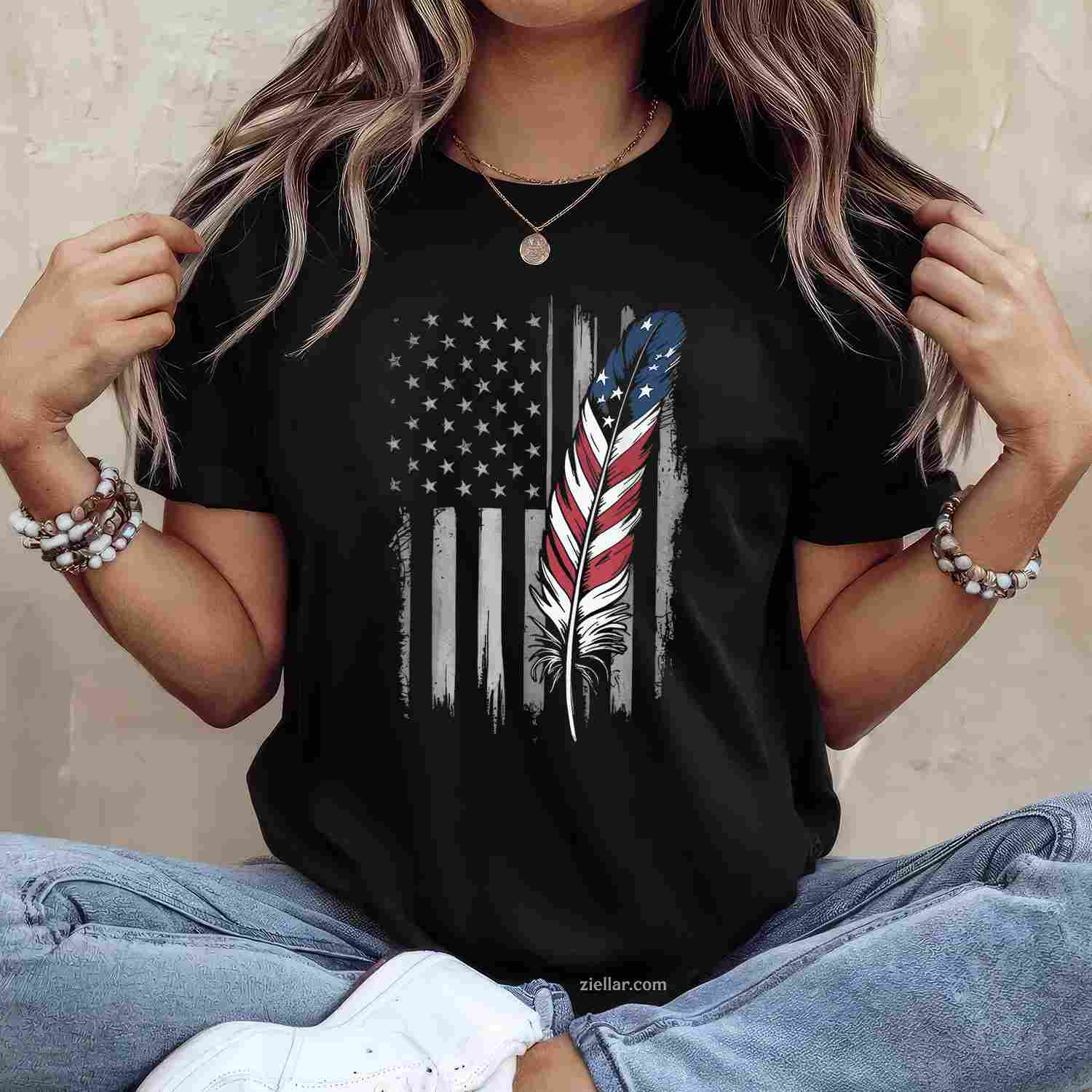 Colorful Feathers American Indian Pride, Native American T-Shirt And Tee For Adults