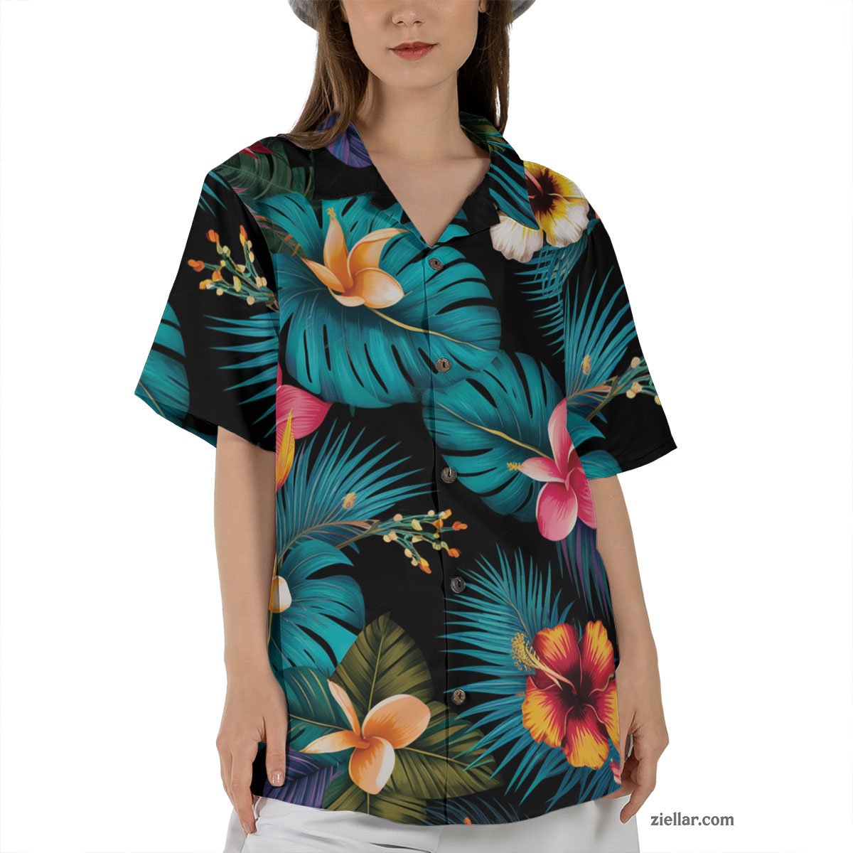 Colorful Paradise Floral Hawaiian Shirt Tee, Casual Summer Tee for Adults