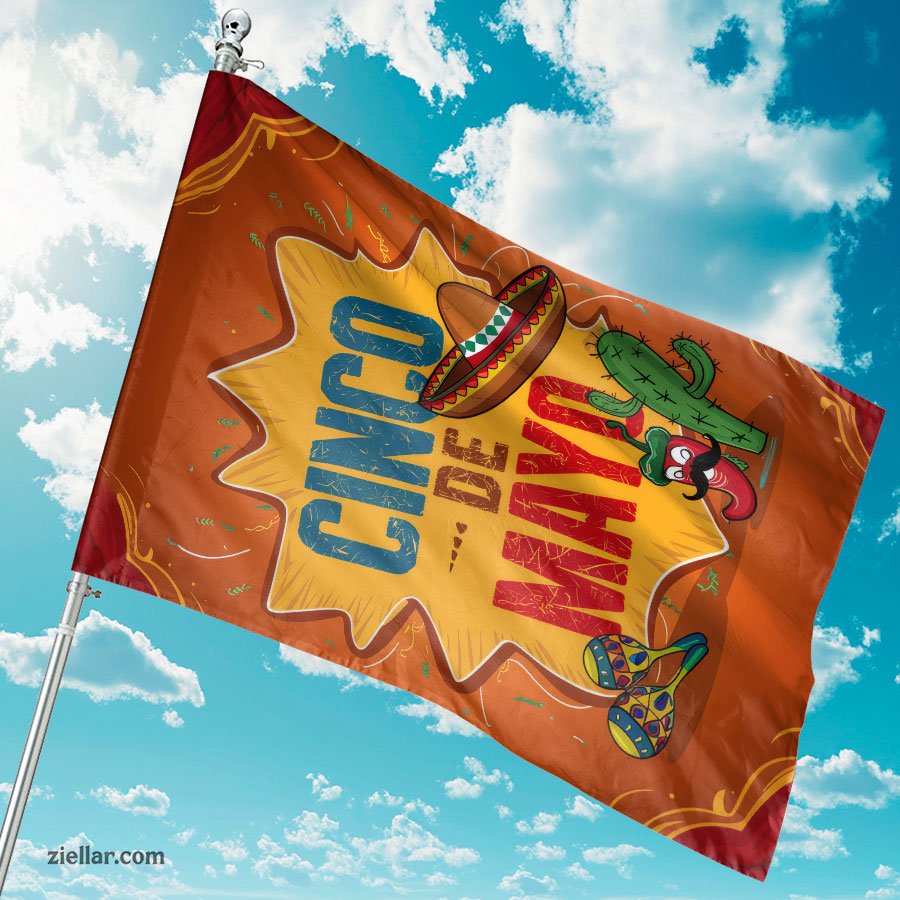 Colorful Sombrero & Maracas Garden Flag 12x18 Festive Cinco de Mayo Yard Decor
