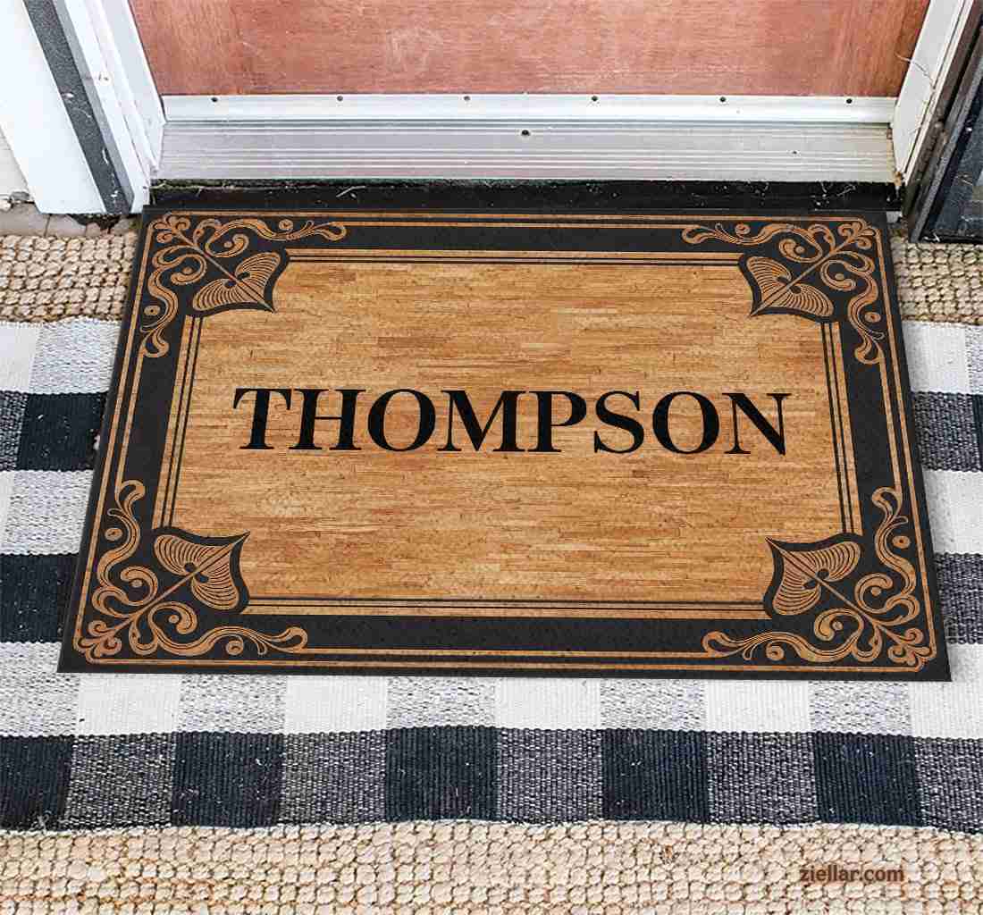 Custom Ornate Letter Doormat - Elegant Vintage Entry Rug with Your Name