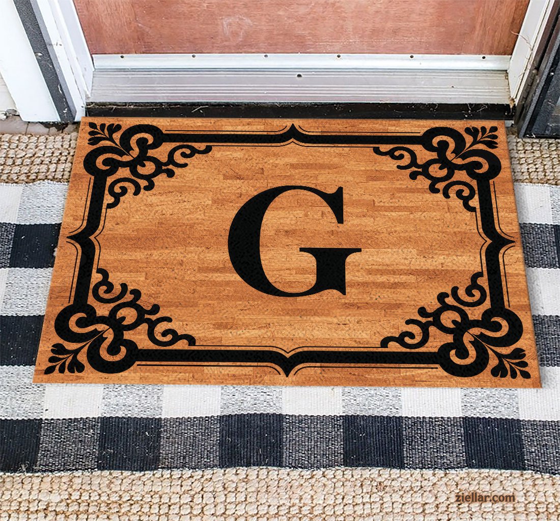 Custom Ornate G Doormat, Unique Decorative Entry Mat for Home or Porch