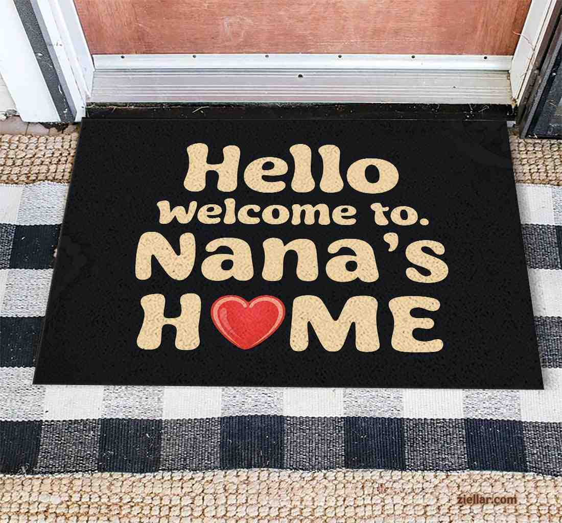 Custom Text_Photo Doormat for Nana, Unique Heart Design on Dark Background