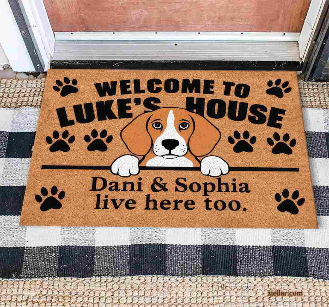 Custom Text_Photo Pet Doormat, Unique Beagle Home Welcome Mat for Entryway