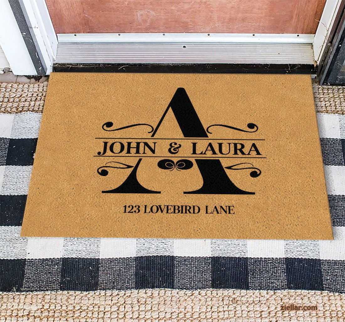 Custom Text Doormat Personalized Initial A Family Rug for Home Entryway