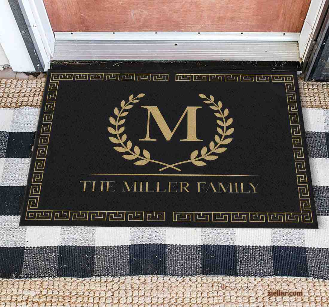 Custom Text_Photo Doormat, Elegant Greek with Family Initial Accent