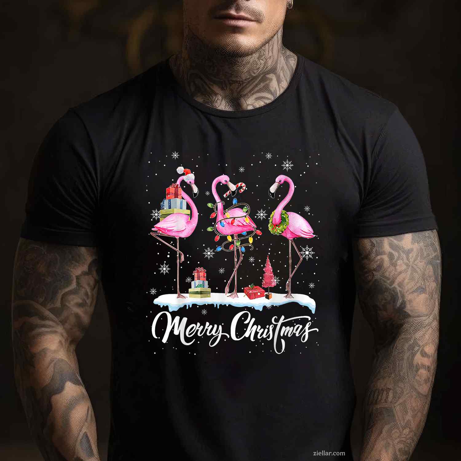 Cute Coquette Bow Pink Christmas Tree Santa Gingerbread Xmas T-Shirt, A Cute Coquette Bow Xmas Tee For Adults