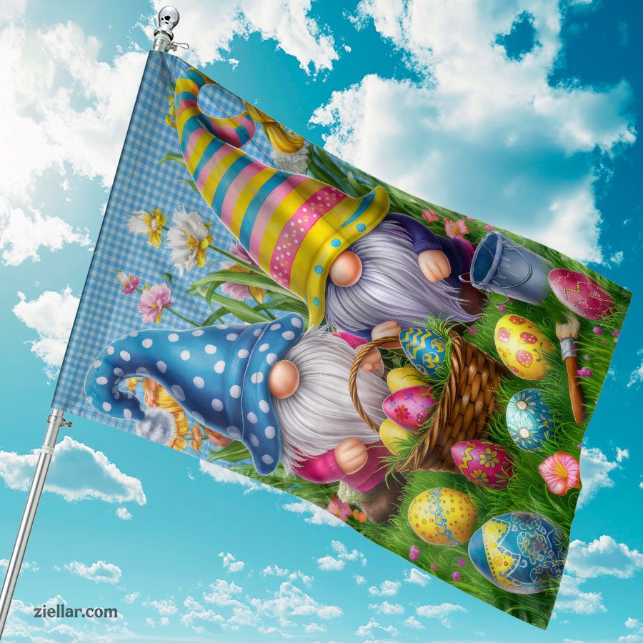 Cute Easter Gnomes Holding Painted Eggs Festive Spring Decoration Accent