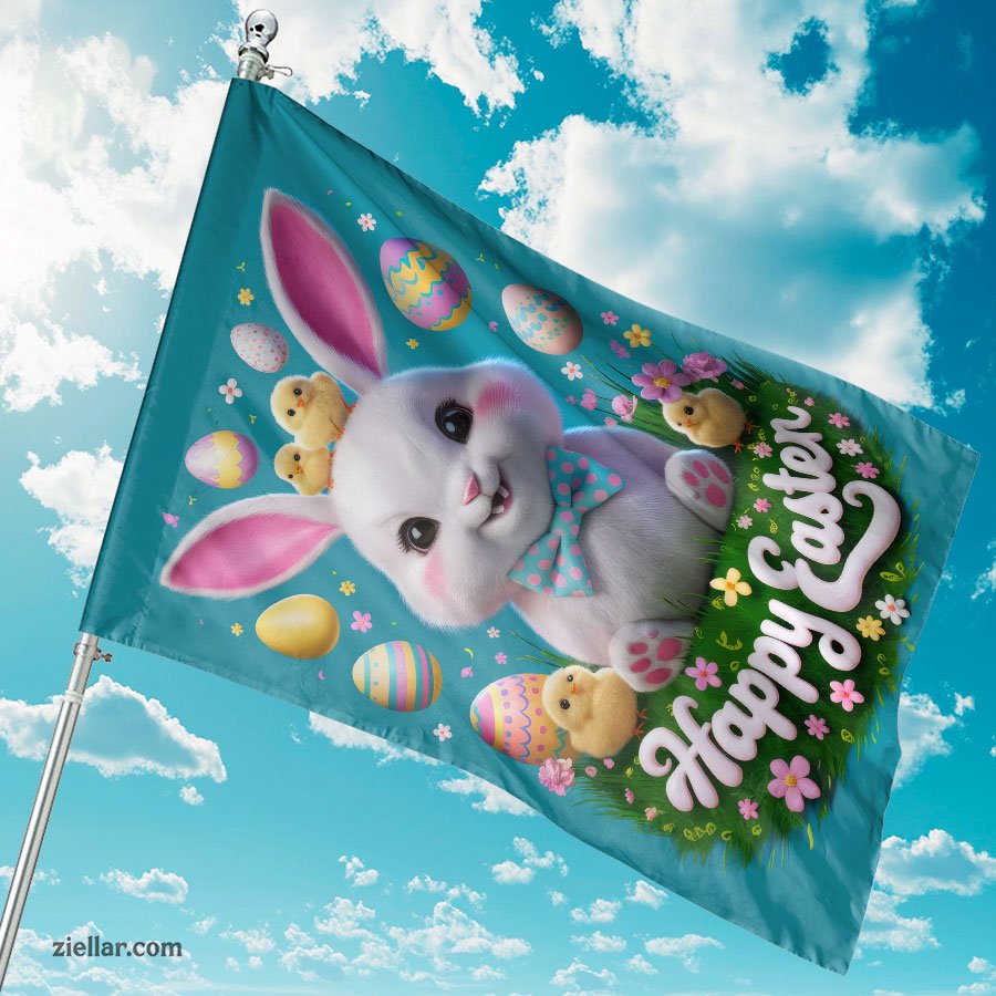 Cute Easter Bunny Illustration Whimsical Spring Art Print Holiday Decoration