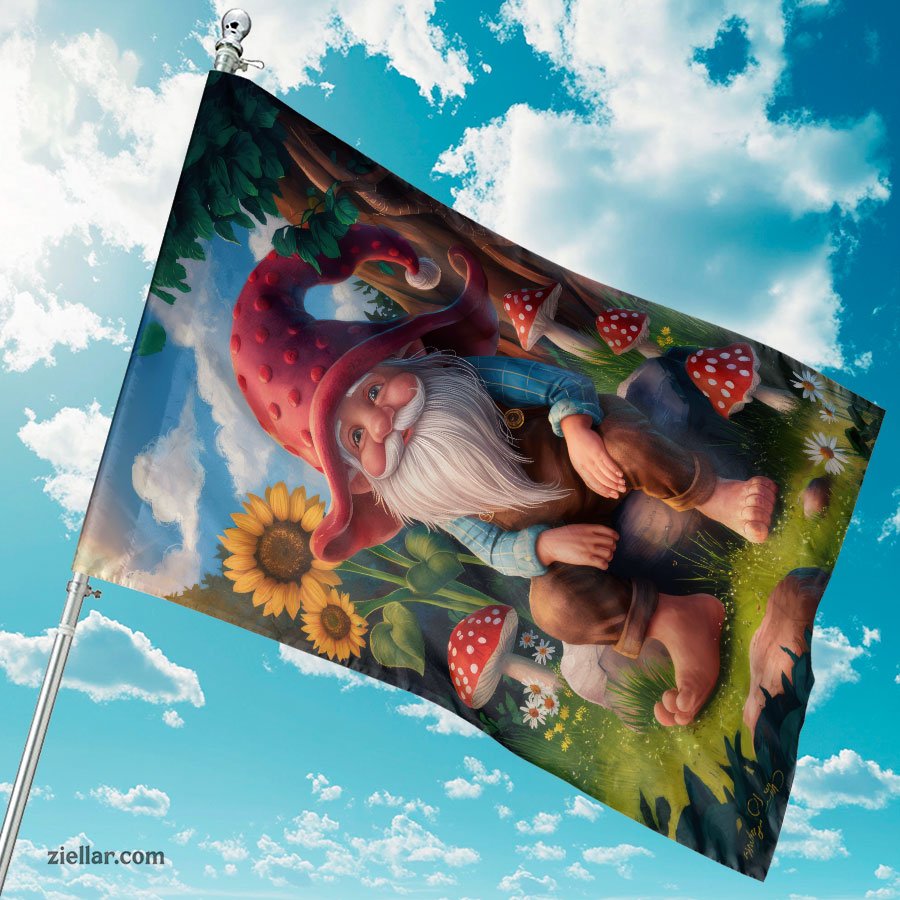 Cute Gnome and Flowers House Flag 28x40 Summer Yard Outdoor Decor Double Sided