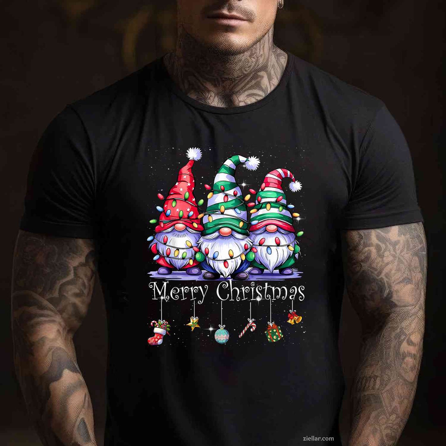 Cute Gnomes Merry Christmas Light Family Gnome Xmas Matching T-Shirt, A Cute Gnome Family Matching Christmas Tee