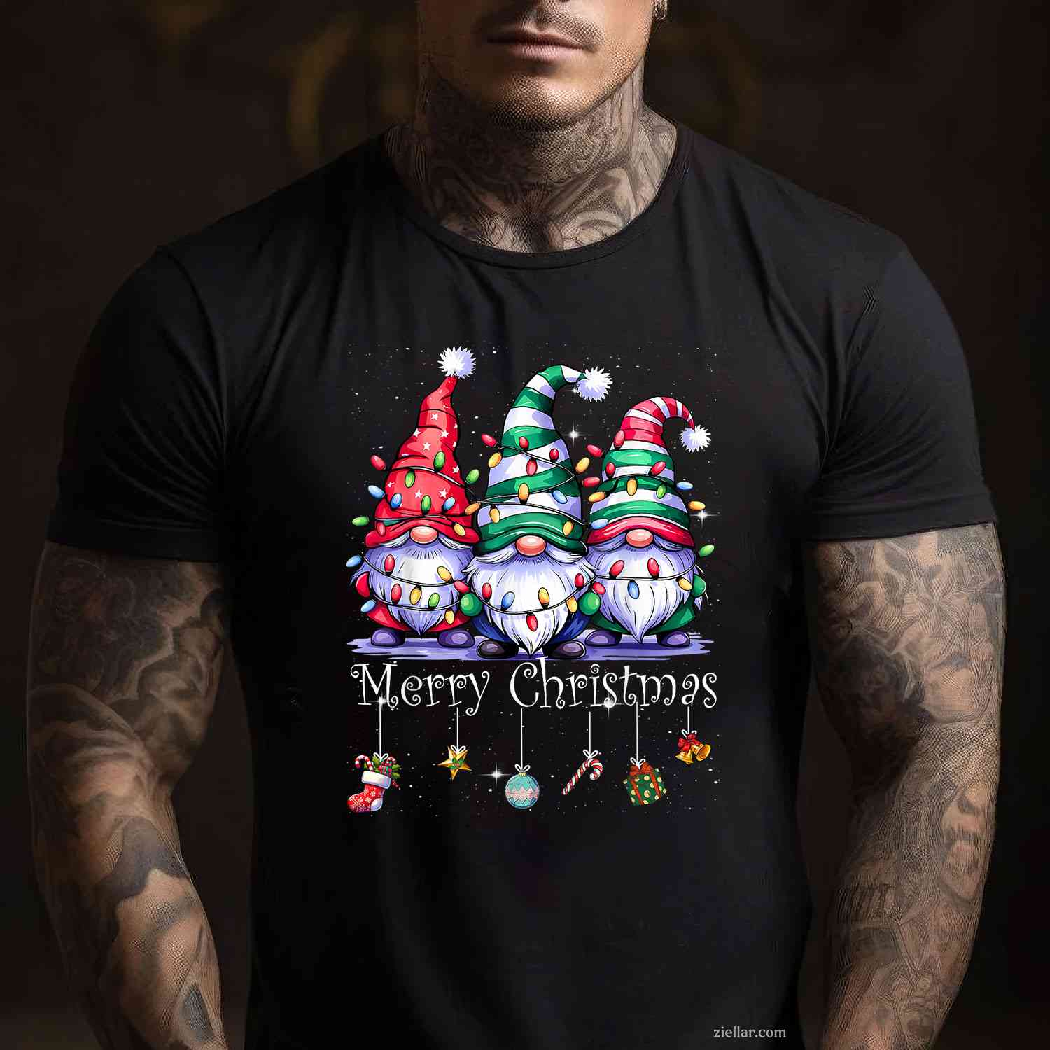 Cute Gnomes Merry Christmas Light Family Gnome Xmas Matching T-Shirt, A Cute Gnome Family Matching Christmas Tee