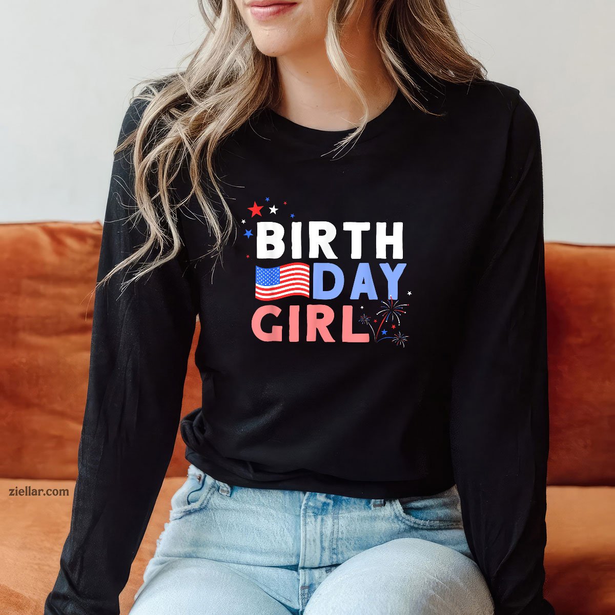 Cute It's My Birthday 4th of July Design For Women Long Sleeve Shirt, Patriotic USA Independence Day Gift