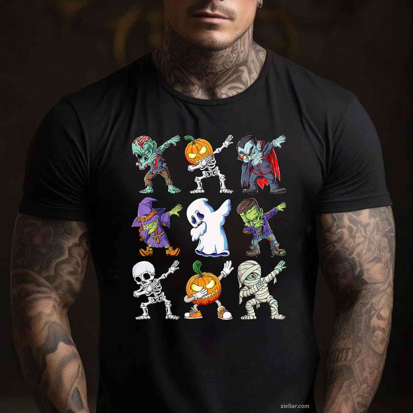 Dabbing Halloween Skeleton Zombie Scary Pumpkin Mummy Tee, Halloween T-Shirt for Men Women Adults Unisex, Cool Casual Street Style, Premium Quality