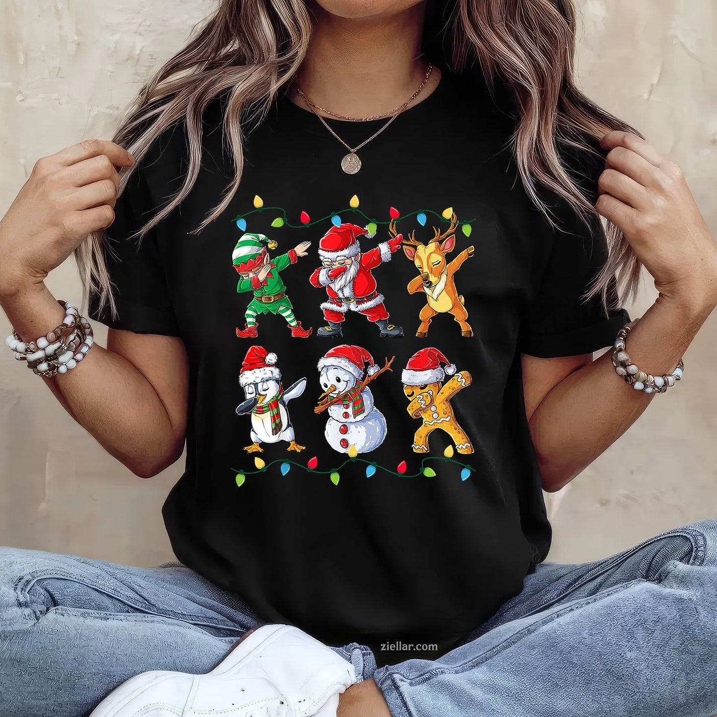 Dabbing Santa and Elf Tee and T-Shirt, Funny Christmas Dab T-Shirt for Men and Women Adults