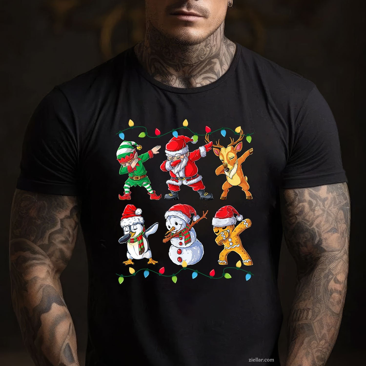 Dabbing Santa and Elf Tee and T-Shirt, Funny Christmas Dab T-Shirt for Men and Women Adults
