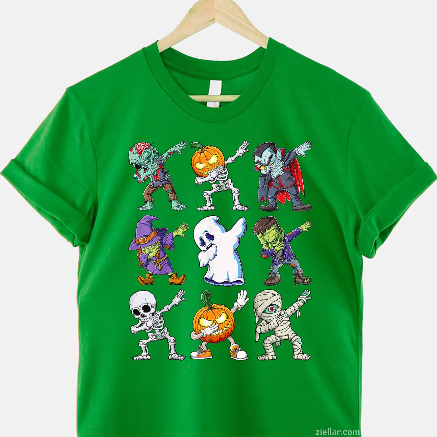 Dabbing Skeleton Halloween Tee and T-Shirt, Zombie Pumpkin Mummy T-Shirt for Adults