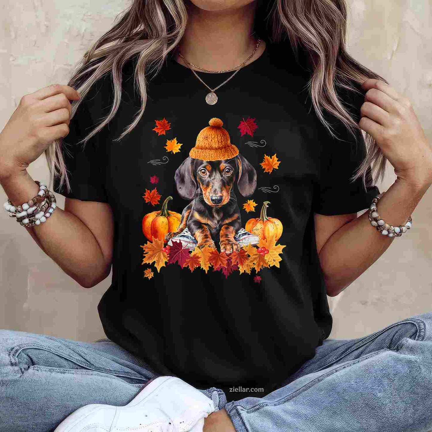Dachshund Hello Autumn Leaf Fall For Dog Lover Men Women Women  T-Shirt and Tee for Adults Men Women Unisex
