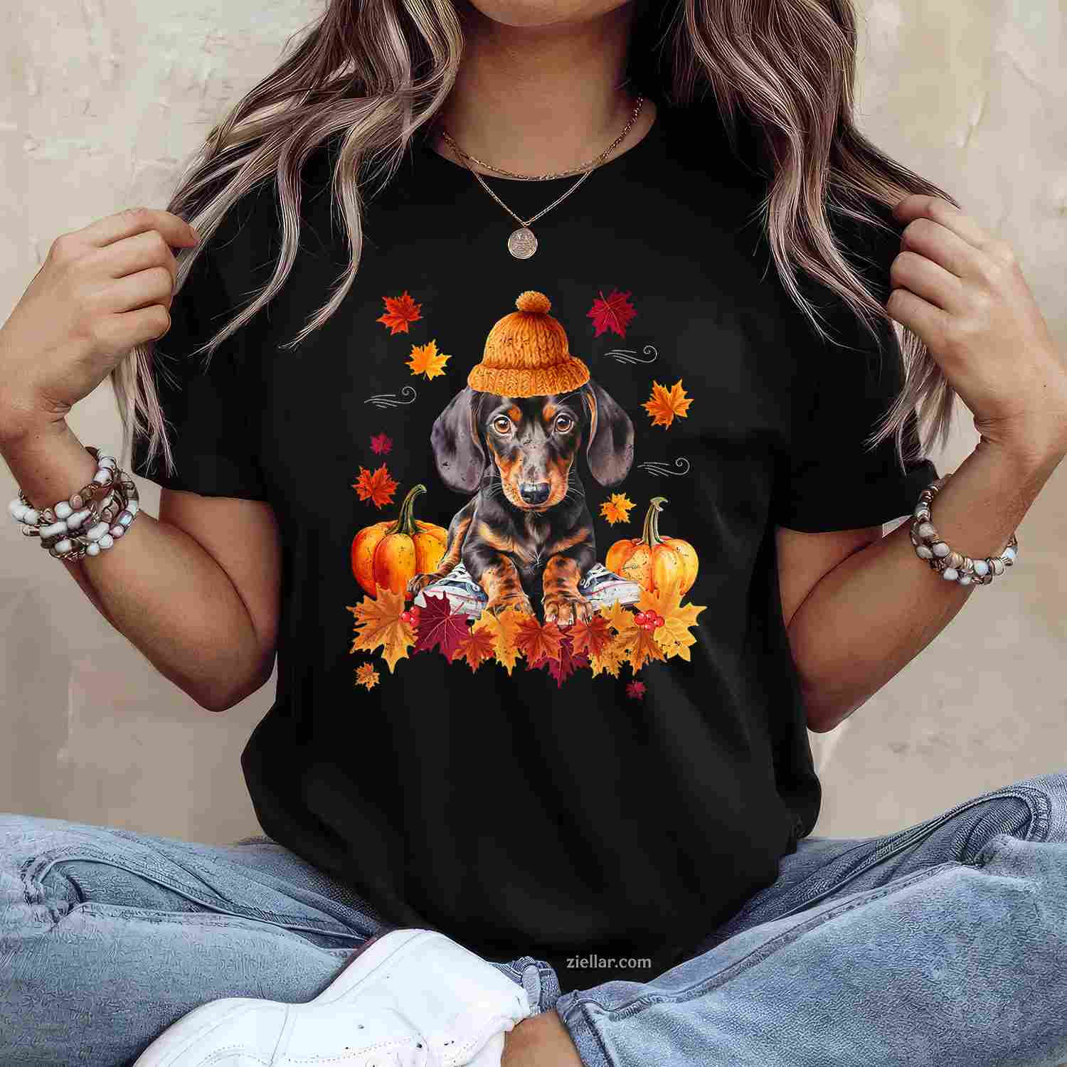 Dachshund Hello Autumn Leaf Fall For Dog Lover Men Women Women  T-Shirt and Tee for Adults Men Women Unisex