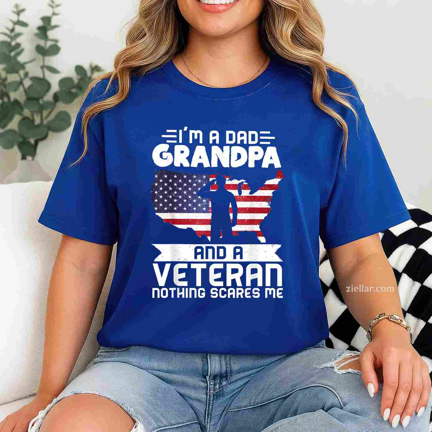 Dad Grandpa Veteran Nothing Scares Patriotic Veterans Day T-Shirt And Tee For Men