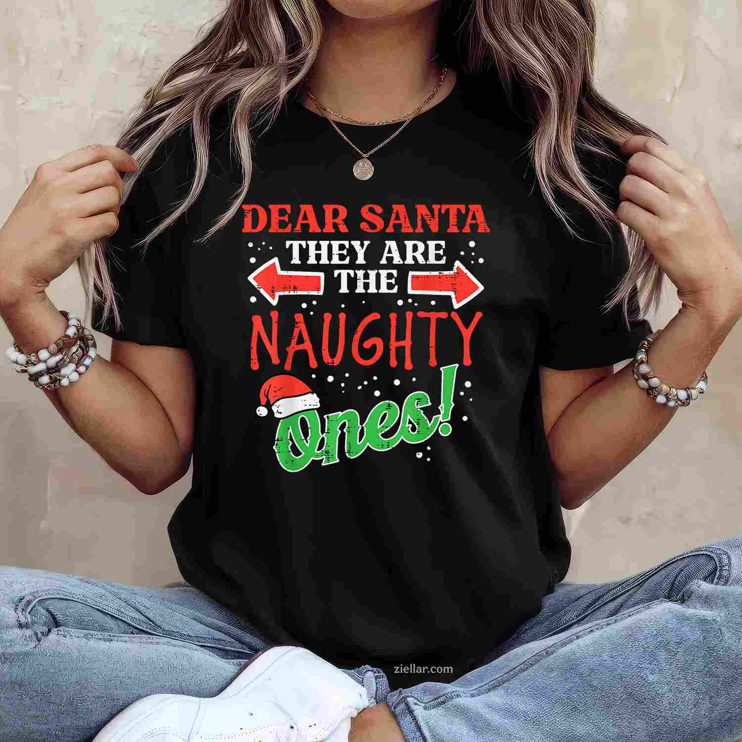 Dear Santa They Naughty Ones Christmas Xmas Men Women T-Shirt, A Dear Santa Naughty List Christmas Tee For Adults