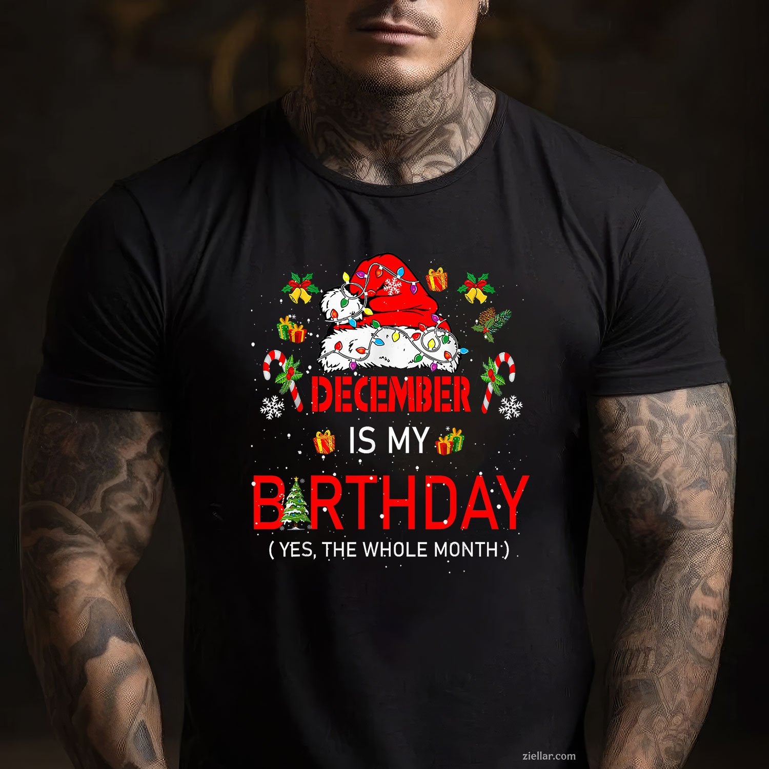 December Is My Birthday Month Tee and T-Shirt, Whole Month Christmas Birthday T-Shirt for Adults