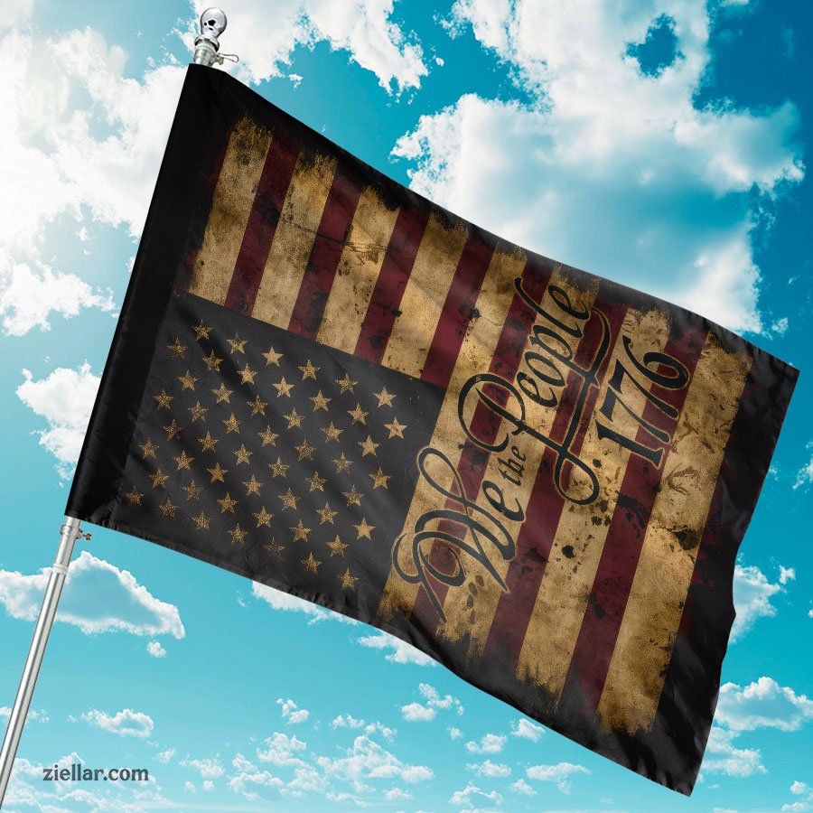Distressed 1776 American Flag, We The People Patriotic Garden Flag for Yard Use