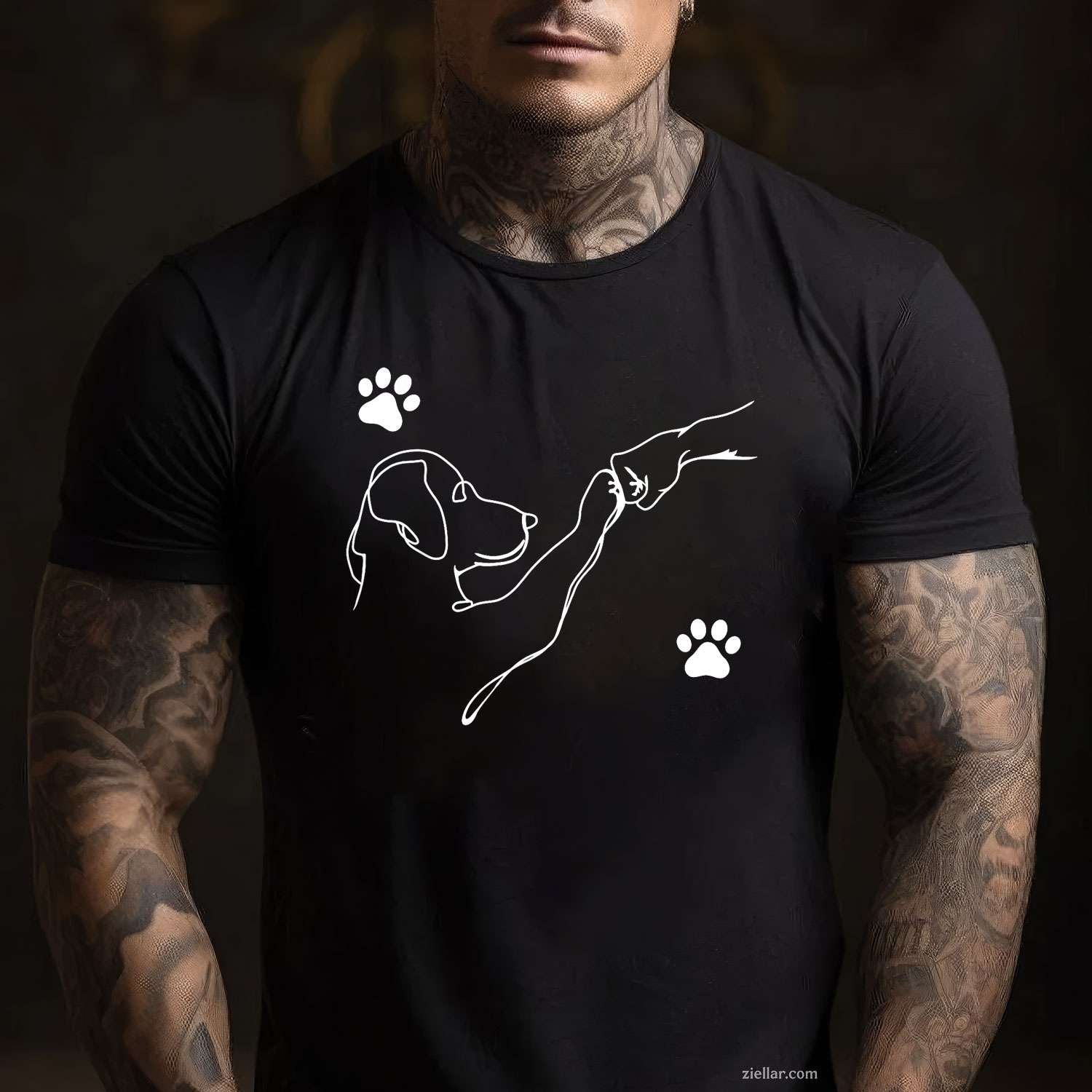 Dog And People Punch Hand Dog T-Shirt, Friendship Fist Bump Dog'S Paw Graphic Tee For Adults