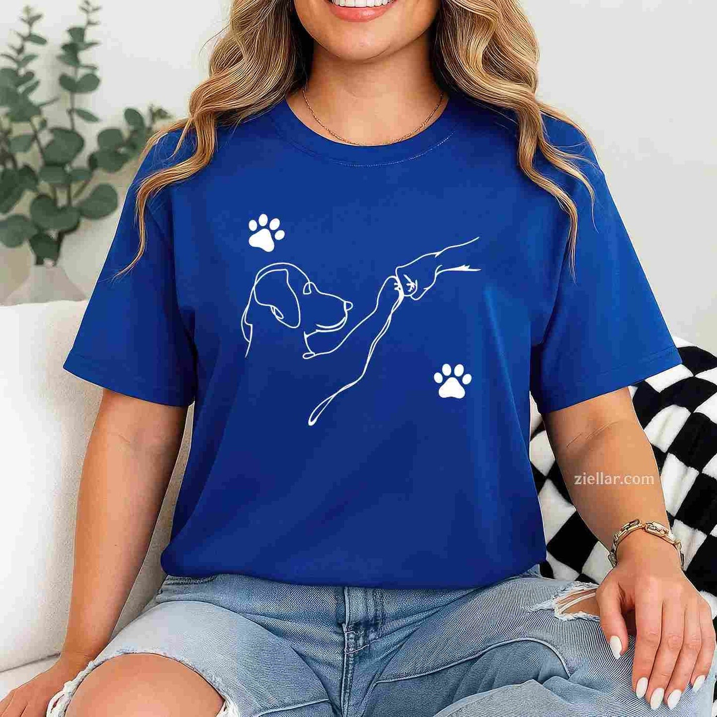 Dog And People Punch Hand Dog T-Shirt, Friendship Fist Bump Dog'S Paw Graphic Tee For Adults