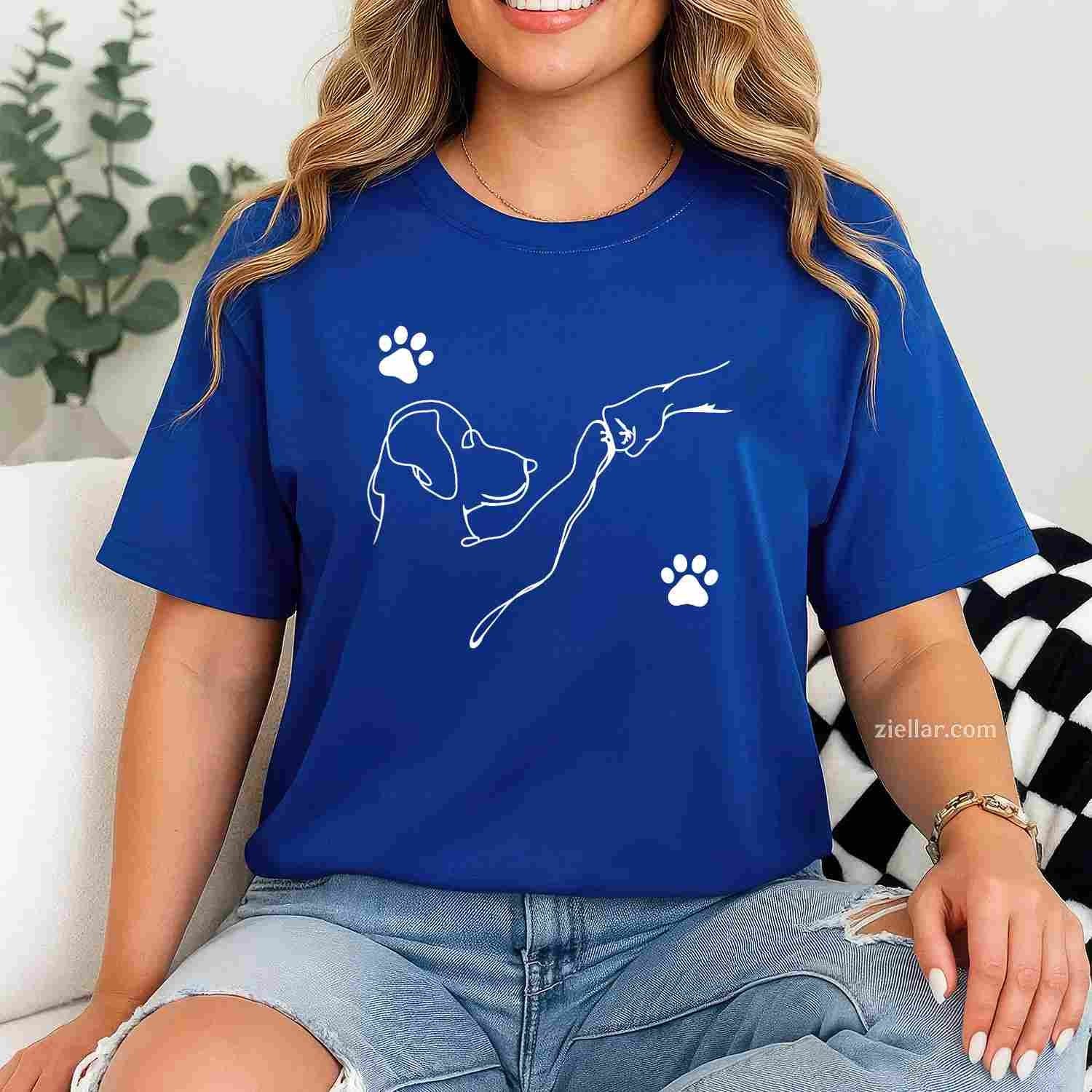 Dog And People Punch Hand Dog T-Shirt, Friendship Fist Bump Dog'S Paw Graphic Tee For Adults