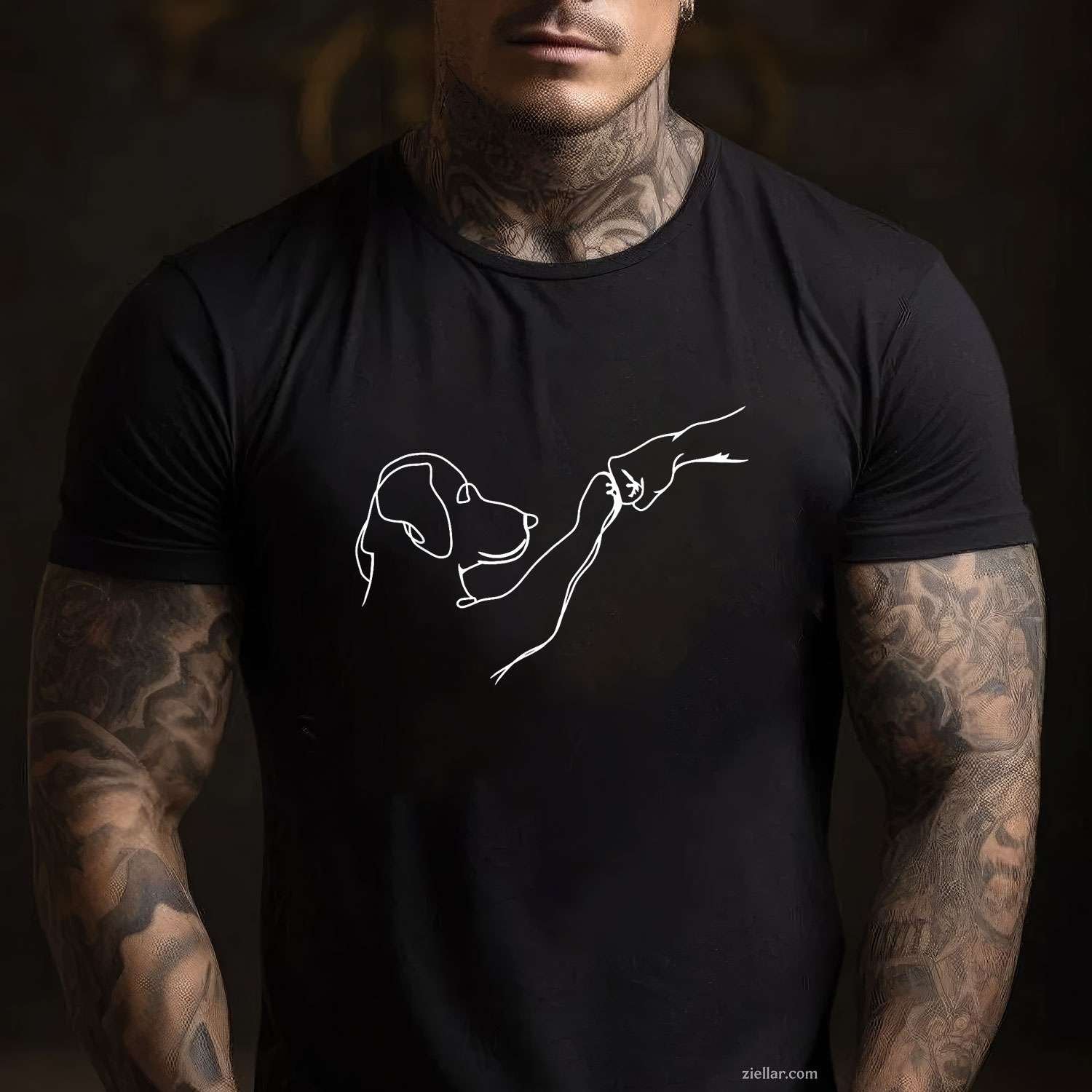 Dog And People Punch Hand Dog T-Shirt, Friendship Bump Dog'S Paw Vintage Graphic Tee For Adults